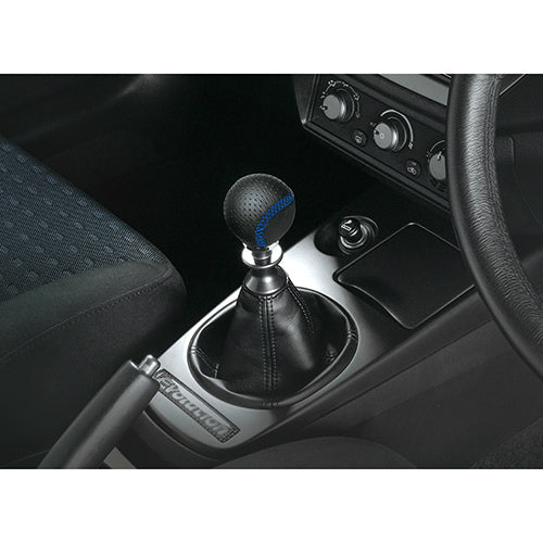 LEATHER KNOB R 240 BLUE STITCH